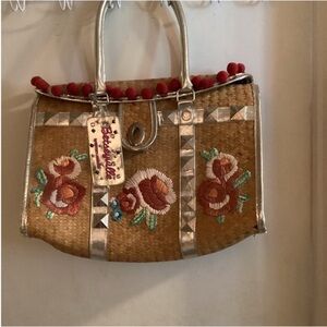 Betseyville Betsey Johnson Purse Embroidered Floral Retired Y2K